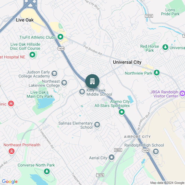 Map of Arya Grove - San Antonio Multifamily, a Multifamily real estate investment opportunity in Universal City, TX listed on the CrowdStreet Marketplace. 