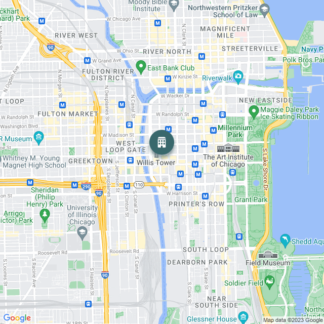 Map of 226 W. Jackson: Dual Branded Hilton Canopy and Garden Inn, a Hotel / Hospitality real estate investment opportunity in Chicago, IL listed on the CrowdStreet Marketplace. 