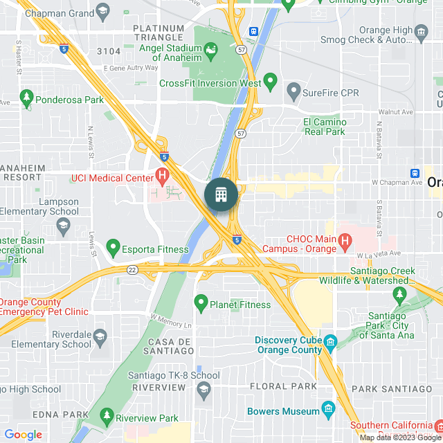 Map of TriCentre Office, a Office real estate investment opportunity in Orange, CA listed on the CrowdStreet Marketplace. 