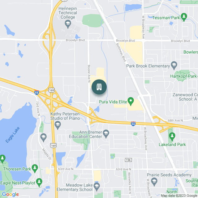 Map of Quadrant Office Building, a Office real estate investment opportunity in Brooklyn Park, MN listed on the CrowdStreet Marketplace. 