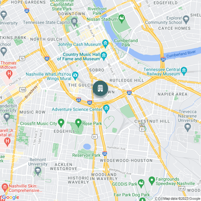 Map of Haven at the Gulch, a Multifamily real estate investment opportunity in Nashville, TN listed on the CrowdStreet Marketplace. 