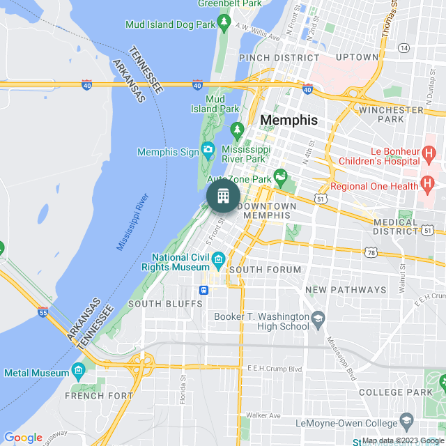 Map of 266 Lofts - Phase I, a Multifamily real estate investment opportunity in Memphis, TN listed on the CrowdStreet Marketplace. 