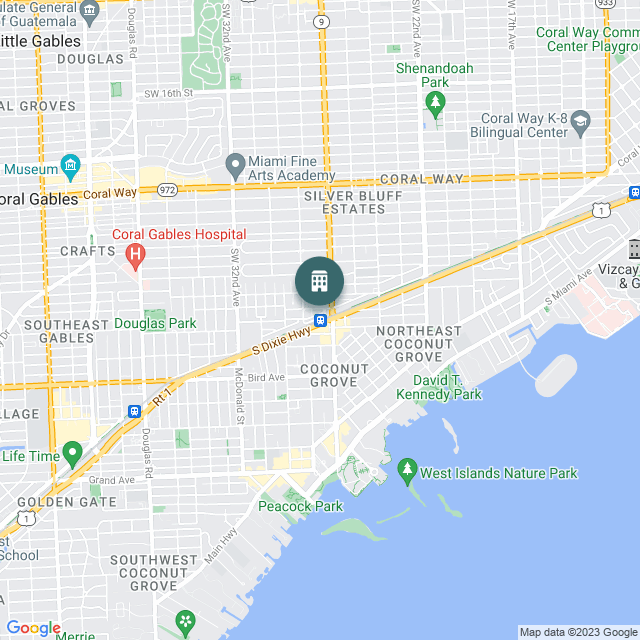 Map of Grove Central Miami, a Mixed Use real estate investment opportunity in Coconut Grove, FL listed on the CrowdStreet Marketplace. 