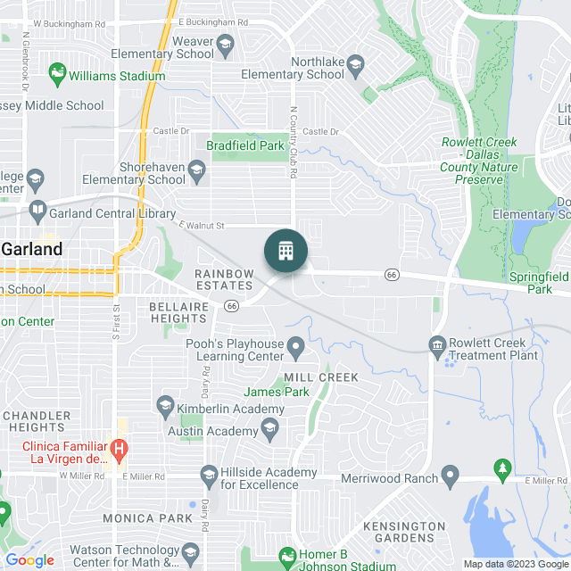 Map of Highway 66 Storage, a Self-Storage real estate investment opportunity in Garland, TX listed on the CrowdStreet Marketplace. 