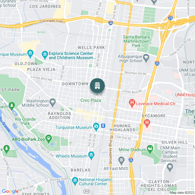 Map of DoubleTree Albuquerque Hotel, a Hotel / Hospitality real estate investment opportunity in Albuquerque, NM listed on the CrowdStreet Marketplace. 