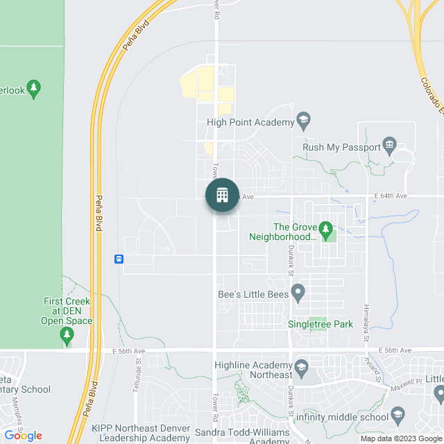 Map of Hampton Inn Denver Airport, a Hotel / Hospitality real estate investment opportunity in Denver, CO listed on the CrowdStreet Marketplace. 