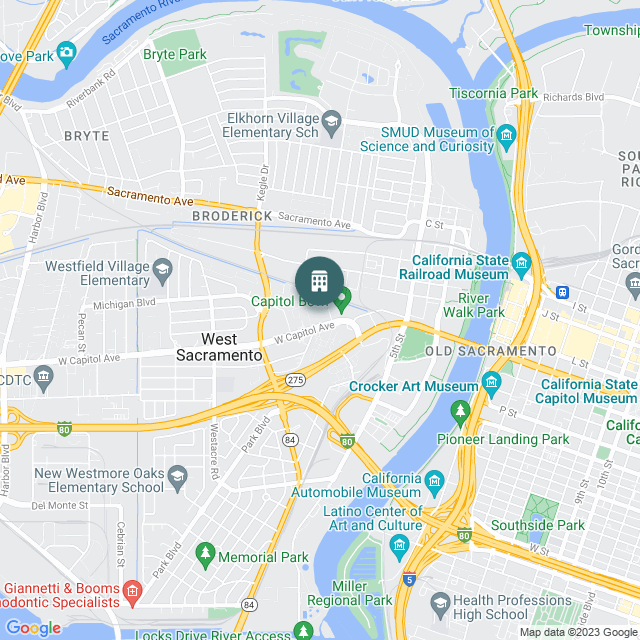 Map of Home2 Suites, a Hotel / Hospitality real estate investment opportunity in West Sacramento, CA listed on the CrowdStreet Marketplace. 