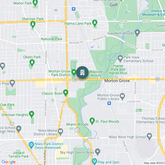 Map of The Residences at Sawmill Station, a Multifamily real estate investment opportunity in Morton Grove, IL listed on the CrowdStreet Marketplace. 