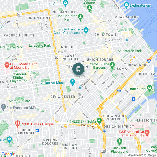 Map of Turk & Leavenworth, a Multifamily real estate investment opportunity in San Francisco, CA listed on the CrowdStreet Marketplace. 