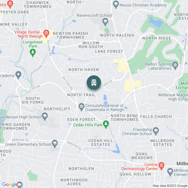 Map of Six Forks Apartments, a Multifamily real estate investment opportunity in Raleigh, NC listed on the CrowdStreet Marketplace. 