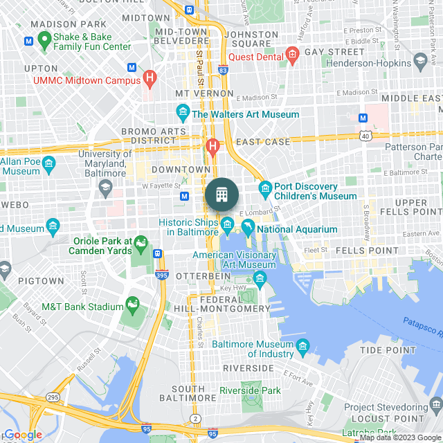 Map of Renaissance Baltimore Harborplace, a Hotel / Hospitality real estate investment opportunity in Baltimore, MD listed on the CrowdStreet Marketplace. 