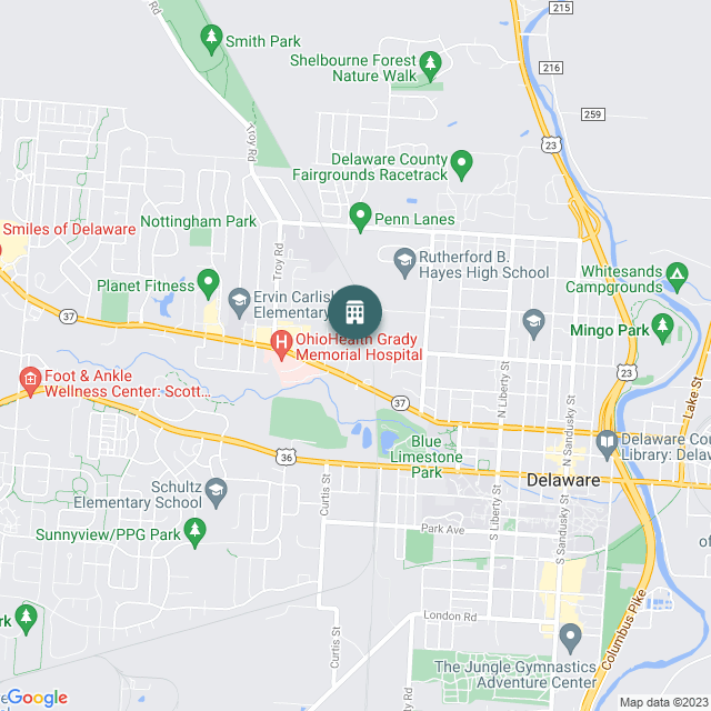 Map of Everest West Central, a Office real estate investment opportunity in Delaware, OH listed on the CrowdStreet Marketplace. 