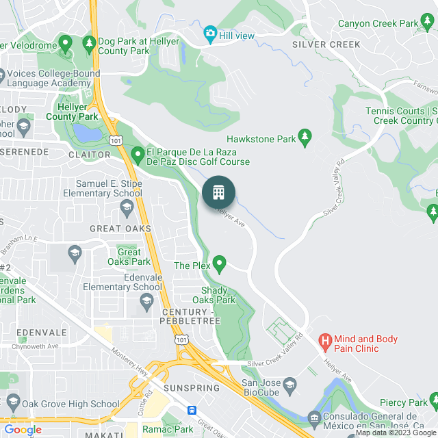 Map of Hellyer Oaks Technology Park, a Office real estate investment opportunity in San Jose, CA listed on the CrowdStreet Marketplace. 