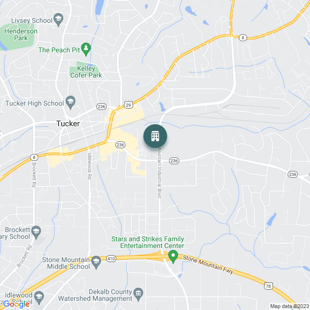 Map of Tucker Self Storage (CubeSmart Managed), a Self-Storage real estate investment opportunity in Tucker, GA listed on the CrowdStreet Marketplace. 