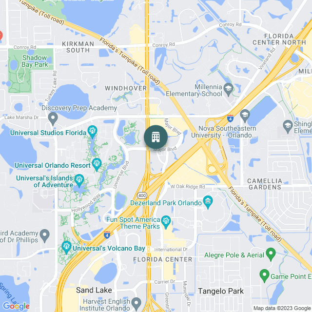 Map of Holiday Inn & Suites Across from Universal Orlando, a Hotel / Hospitality real estate investment opportunity in Orlando, FL listed on the CrowdStreet Marketplace. 