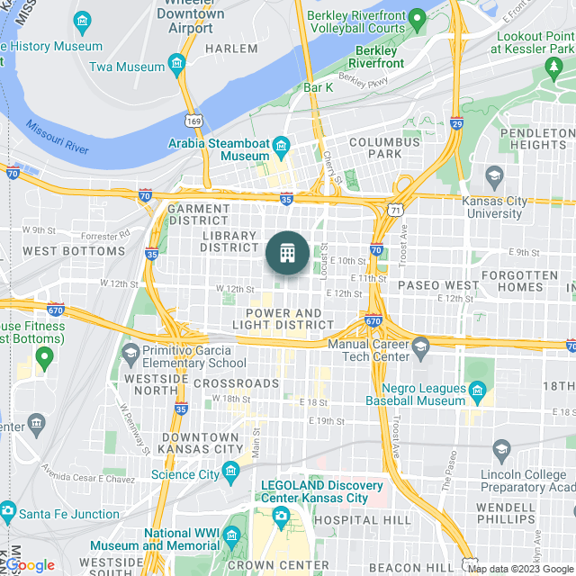 Map of The Grand fka Traders on Grand, a Mixed Use real estate investment opportunity in Kansas City, MO listed on the CrowdStreet Marketplace. 