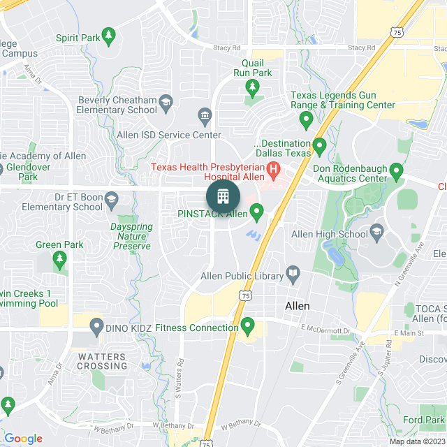 Map of Allen Medical Office, a Medical Office real estate investment opportunity in Allen, TX listed on the CrowdStreet Marketplace. 