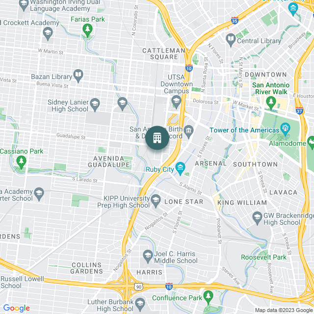 Map of Peanut Factory Lofts, a Multifamily real estate investment opportunity in San Antonio, TX listed on the CrowdStreet Marketplace. 