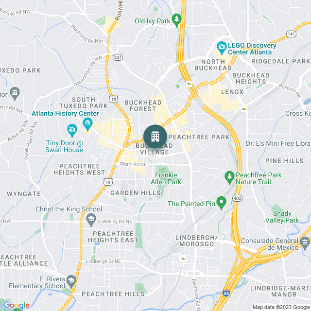 Map of Thompson Buckhead, a Hotel / Hospitality real estate investment opportunity in Atlanta, GA listed on the CrowdStreet Marketplace. 