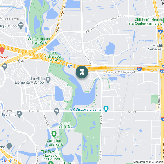 Map of Portofino at Las Colinas, a Multifamily real estate investment opportunity in Farmers Branch, TX listed on the CrowdStreet Marketplace. 