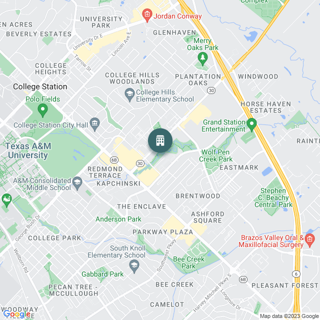 Map of Wolf Creek Student Condos, a Student Housing real estate investment opportunity in College Station, TX listed on the CrowdStreet Marketplace. 