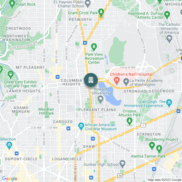 Map of Howard Manor, a Multifamily real estate investment opportunity in Washington, DC listed on the CrowdStreet Marketplace. 