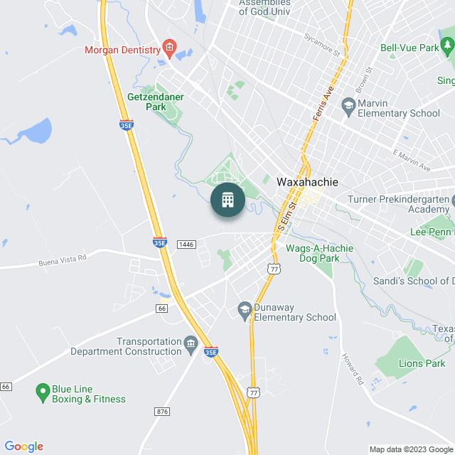 Map of Daymark Independent Living, a Multifamily real estate investment opportunity in Waxahachie, TX listed on the CrowdStreet Marketplace. 