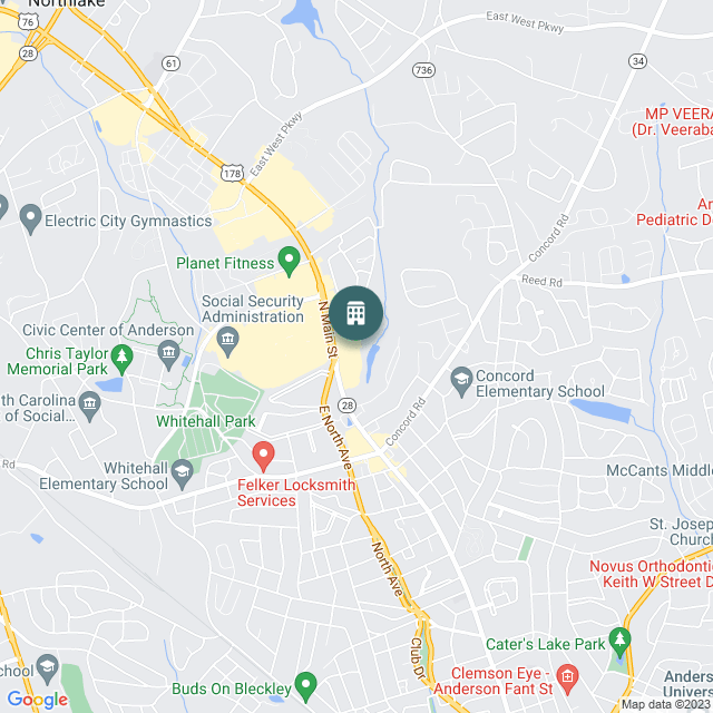 Map of Belvedere Plaza, a Retail real estate investment opportunity in Anderson, SC listed on the CrowdStreet Marketplace. 