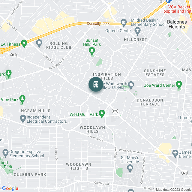 Map of Villas del Encanto, a Multifamily real estate investment opportunity in San Antonio, TX listed on the CrowdStreet Marketplace. 