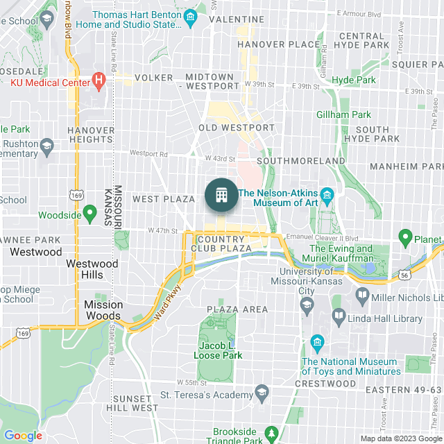 Map of 46 Penn Centre, a Office real estate investment opportunity in Kansas City, MO listed on the CrowdStreet Marketplace. 