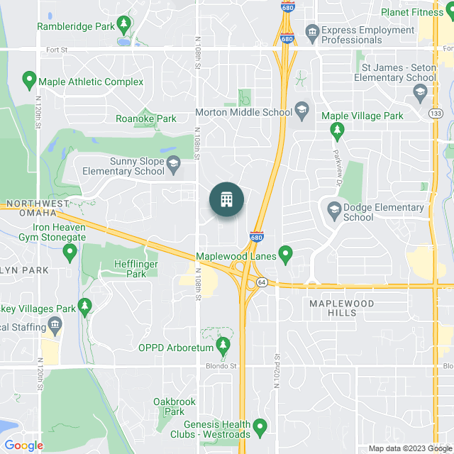 Map of Tudor Heights, a Multifamily real estate investment opportunity in Omaha, NE listed on the CrowdStreet Marketplace. 