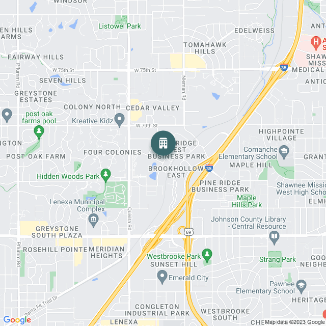 Map of Villas at WaterSide, a Multifamily real estate investment opportunity in Lenexa, KS listed on the CrowdStreet Marketplace. 