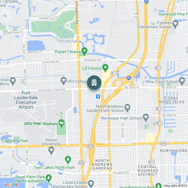 Map of Pinnacle Corporate Park Fort Lauderdale, a Office real estate investment opportunity in Fort Lauderdale, FL listed on the CrowdStreet Marketplace. 