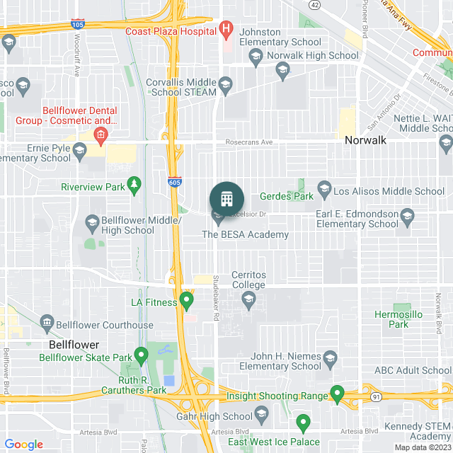 Map of Ferina 22, a Multifamily real estate investment opportunity in Norwalk, CA listed on the CrowdStreet Marketplace. 