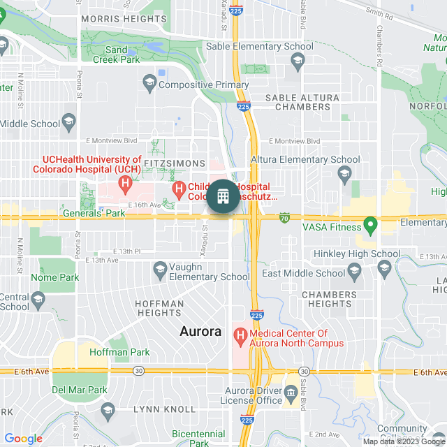 Map of The Forum Fitzsimons, a Multifamily real estate investment opportunity in Aurora, CO listed on the CrowdStreet Marketplace. 